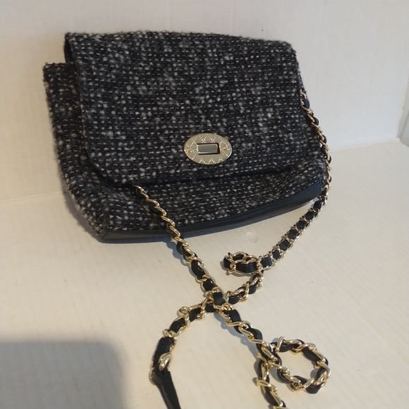Talbots Black Grey Tweed Classic Crossbody Bag - Picture 3 of 14